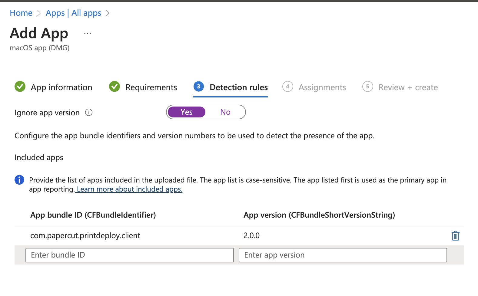 MacOS Intune Add App Detection Rules